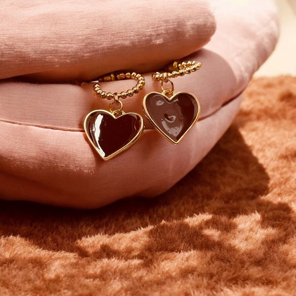 Brown Heart Earrings